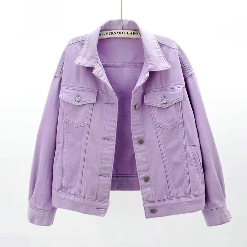 New Women's Denim Jacket Spring and Autumn 2022 Casual Short Denim Jacket Women's Korean Version Solid Color Jacket Clothes - Image 6