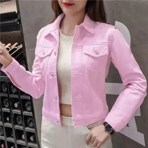 New Women's Denim Jacket Spring and Autumn 2022 Casual Short Denim Jacket Women's Korean Version Solid Color Jacket Clothes - Image 5